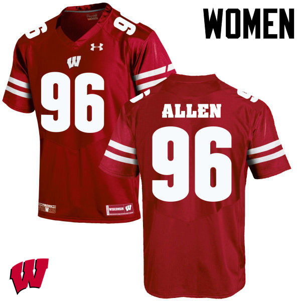 Wisconsin Badgers Women's #96 Beau Allen NCAA Under Armour Authentic Red College Stitched Football Jersey PD40H76EH